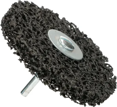 Produktbild von KOTARBAU® Grobreinigungsscheibe für Bohrmaschine 100x15x6 mm Nylongewebescheibe Schaft 6 mm Abrasiv-Schleifscheibe