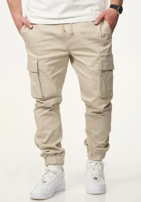 Produktbild von DAILY Baumwolle Herren Cargohose als Stoffhose mit Cargo Taschen - Freizeithose Herren Jogger-Hose Jeans mit Gummibund & Tunnelzug Pants