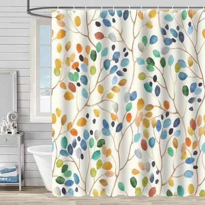 Produktbild von Wasserabweisender Duschvorhang mit Buntem Blumenmuster - 182 x 183 cm