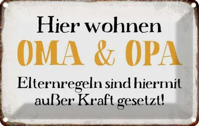 Produktbild von vianmo Blechschild 20x30 cm hier wohnen Opa und Oma Spruch Zitat
