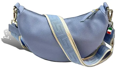 Produktbild von Florence Leder Tasche Damen Umhängetasche Citytasche hellblau 33x10x17cm inklusive Italien Flagge D2OTF823F