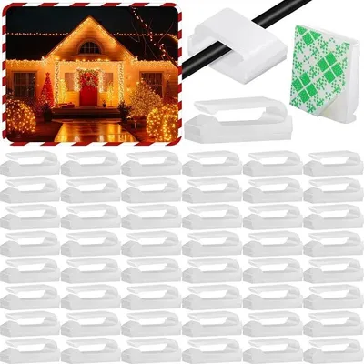Produktbild von PolkaHome® Selbstklebende Kabelclips, 100 Stück, Kabelmanagement, Kabelhalter, Weiß, Klein, für Kabel bis 8x2,5 mm