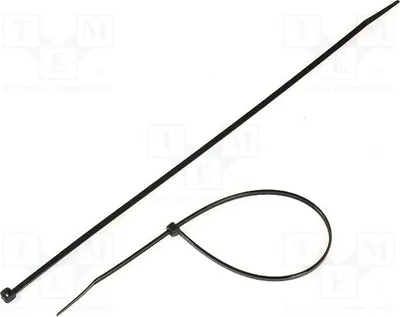 Zdjęcie produktu dla 100 sztuk, czarne opaski zaciskowe CVR292W, długość: 292 mm, szerokość: 3,6 mm, wytrzymałość: 176,5 N