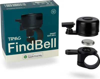 Produktbild von FindBell by TRAAG | smarte Fahrradklingel mit Ortungsfunktion | Apple Find My kompatibel (kein AirTag nötig) | für 22,2mm & 31,8mm Lenkerdurchmesser