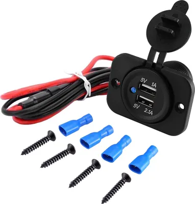 Produktbild von MMOBIEL KFZ Ladegerät Wasserdicht Einbau Steckdose Doppel USB Adapter Dual Handy 12V