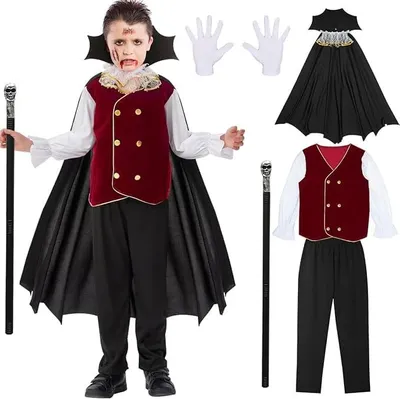 Vampierkostüm für Jungen mit Cape, Outfit & Spazierstock