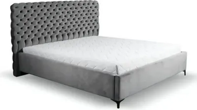 Produktbild von Doppelbett Bett Schlafzimmer 160сm Matratze Grau moderner Chesterfield Holz