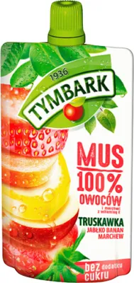Zdjęcie produktu dla Tymbark Mus 100% Truskawka Jabłko Banan Marchew 120 G