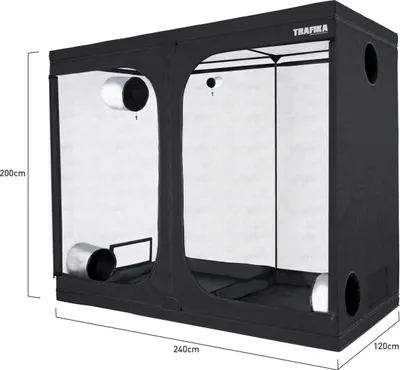 Zdjęcie produktu dla TRAFIKA namiot do uprawy wewnętrznej 240x120x200cm / GROW TENT / GROW BOX / GROWBOX / GROW SCHRANK / GROWSCHRANK / Indoor growing cabinet / Hydroponic grow cabinet / Mylar Premium 97% reflectivity