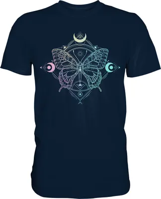 Produktbild von Mond Pastel Schmetterlinge T-Shirt – Navy / L