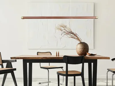 Imagen del producto de Lámpara de techo colgante de madera maciza con cable, LED de 22W / 1200 lúmenes - WRL0621