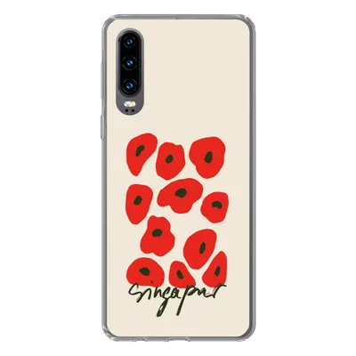Produktbild von MuchoWow® Handyhülle Schutzhülle Hülle für Huawei P30 Blumen - Mohn - Muster Silikon Softcase Handy Hülle - Kartenbesitzer