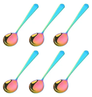 Produktbild von Suppenlöffel Edelstahl 6er Set Dessertlöffel 6,3 Zoll spülmaschinenfest