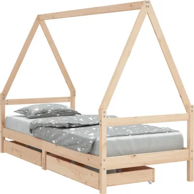 Produktbild von vidaXL Kinderbett mit Schubladen 90x200 cm Massivholz Kiefer