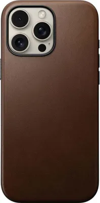 Produktbild von Nomad Modern Leder Hülle iPhone 16 Pro Max – Vollnarbenleder mit einzigartiger Patina – Kompatibel mit MagSafe und kabellosem Aufladen – Erhöhter Kamera-Ring für zusätzlichen Schutz