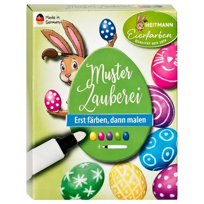 Produktbild von Heitmann Eierfarben Musterzauberei Ostereier färben bemalen Kaltfärbung 5 Farben