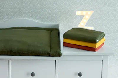 Produktbild von KraftKids Wickelauflage Doppelkrepp Grün Herbstgrün 78x78 cm (BxT)