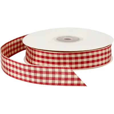Image de Société créative ruban à carreaux Antique Rouge Blanc, 25m