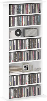 Immagine prodotto di HOMCOM Scaffale Porta CD con 6 Ripiani Regolabili, Capacitš€ di 360 CD/185 DVD, 58x24x124.5 cm, Bianco