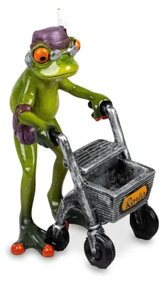 Produktbild von Dekofigur Frosch Oma Rentnerin mit Rollator grün Formano Froschhausen
