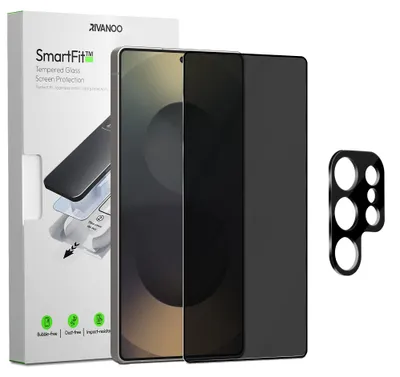 Produktbild von 1-Pack Samsung S25 Ultra Displayschutzfolie Privacy & 1-Pack Kameraschutz - Gehärtetes Glas | [Automatische Installation] - Blasenfrei