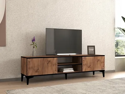 Produktbild von Skye Decor, Begi - Atlantic Pine, Black, TV-Ständer, 100 % MELAMINBESCHICHTETE SPANPLATTEN, Atlantische Kiefer, 180 x 45 x 12 cm