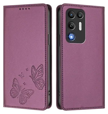 Obrázek produktu pro Kožené pouzdro pro ZTE nubia RedMagic 11 Air, motýlí ražbou, peněženkové flip pouzdro se stojánkem Fialová