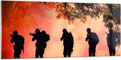 Produktbild von Bilder auf glas - Soldat Gewehr - 120x50cm - Glasbilder - Wandbilder - Kunstdruck - zum Aufhängen bereit - Wanddekoration aus Glas - Glas Bilder - Wandbild auf Glas - Einteilig - GAB120x50-3977
