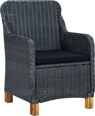 Produktbild von vidaXL Gartenstühle mit Kissen 2 Stk. Poly Rattan Dunkelgrau