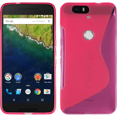 Produktbild von PhoneNatic Case kompatibel mit Google Nexus 6P - pink Silikon Hülle S-Style + 2 Schutzfolien