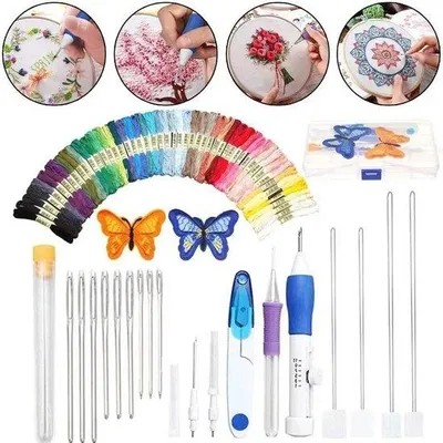 Produktbild von Borduurset für Anfänger, Kreuzstich- und Naßnaald-Set, Garn-Nähsatz, Nähschneider-Set, Nähsatz für Anfänger, Nähsatz für Hobbyschneider
