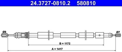 Produktbild von ATE Handbremsseil Seilzug Feststellbremse passend für PEUGEOT 205 II (20A/C) Hinten Links 24.3727-0810.2