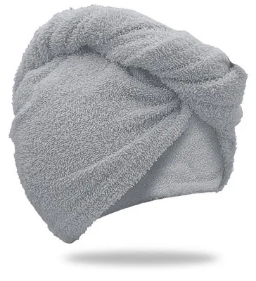 Zdjęcie produktu dla Szybkoschnący turban z frotte, jasnoszary, 100% bawełny