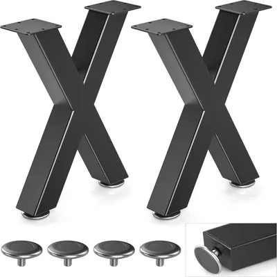 Image de Solidchoice - Ensemble de 2 pieds de table en acier, forme en X, 45x28 mm, couleur noire