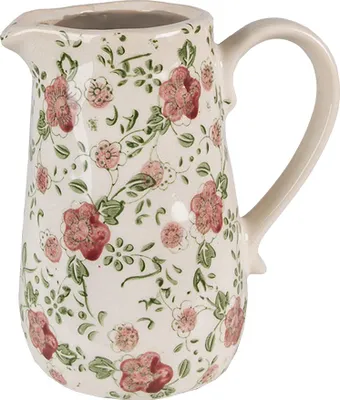Produktbild von Clayre & Eef Dekorative Kanne 16x11x18 cm Rosa Beige Keramik Blumen