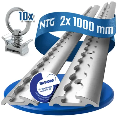 Produktbild von Airlineschiene Zurrschiene 2 x 1 m 1 Meter halbrund m. Bohrung u. Fittingen Alu