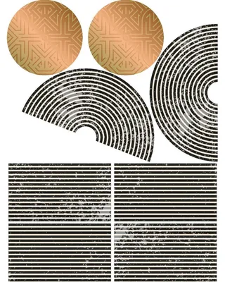 Produktbild von Vorgekleisterte Vliestapete mit großformatigen Wandbildern – ABSTRAKTE BÖGEN AZTEKISCH – 80 x 60 cm