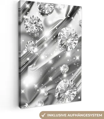 Obrázek produktu pro OneMillionCanvasses® - Plátna - Abstraktní - Diamond - Luxusní - Moderní - Stříbrná, nástěnný obraz, nástěnná dekorace Obývací pokoj, 80x120cm