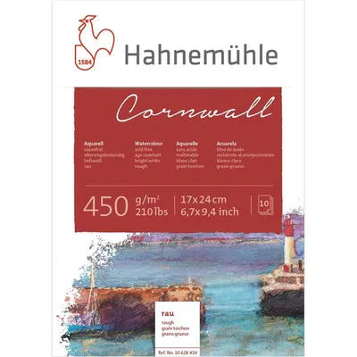 Produktbild von Hahnemühle Cornwall Aquarellblock - 450 g/m² - rau - 17 x 24 cm - 10 Blatt