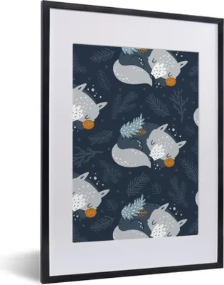 Produktbild von MuchoWow® MuchoWow® Gerahmtes Poster Fuchs - Design - Kinder - Jungen - Mädchen - Baby 30x40 cm - Poster mit zchwarzem Bilderrahmen - Wandposter Schlafzimmer