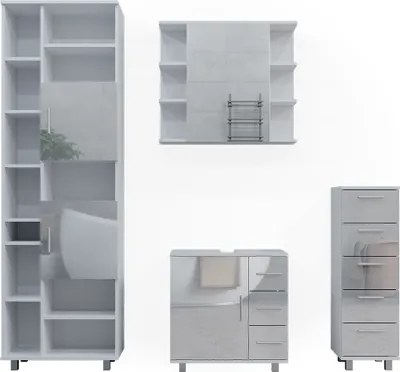 Produktbild von Badmöbel-Set Vicco Ilias Weiß Hochglanz 4 Teile, Model 40222