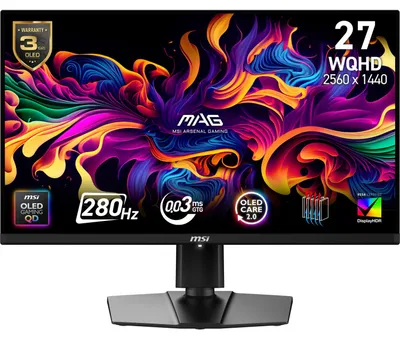 Produktbild von MSI MAG 271QP QD-OLED X28, 67,3 cm (26.5"), 2560 x 1440 Pixel, Wide Quad HD, QD-OLED, 0,03 ms, Schwarz