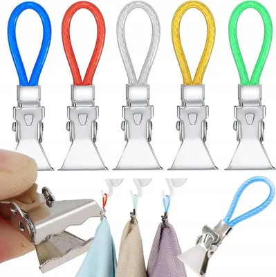 A set of five colorful clips with loops, displayed against a white background.