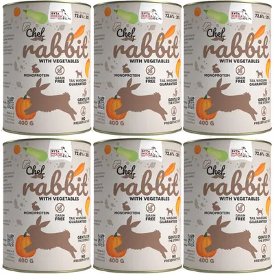Zdjęcie produktu dla SYTA MICHA Mokra karma Królik z warzywami Mokra karma dla psa puszka 6x400g