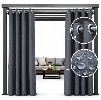 Produktbild von Wasserdichter Gartenvorhang 155 x 180 cm mit Ösen für Pergola oder Balkon, Graphit