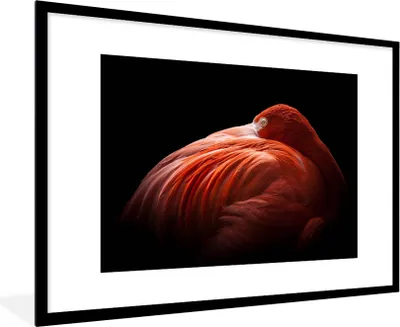 Produktbild von MuchoWow® MuchoWow® Gerahmtes Poster Flamingo - Federn - Rosa 90x60 cm - Poster mit zchwarzem Bilderrahmen - Wanddekoration - Fotos