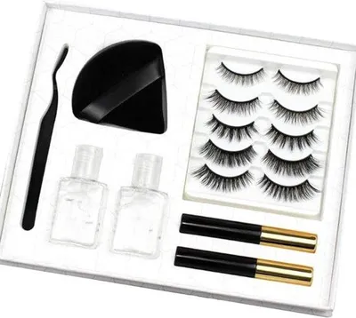 Produktbild von Famanu Magnetische Wimpern Set - 11 Teile, 5 Paar 3D Wiederverwendbare Wimpern