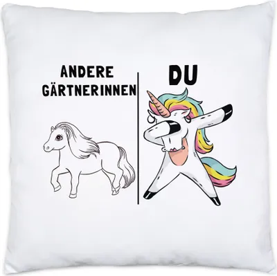 Produktbild von Andere Gärtnerinnen Du Kissen Inkl. Füllung Pferd Einhorn Humor Lustig Unicorn Geschenk Apotheke