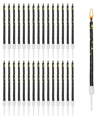 Geburtstagskerzen-Set, 30 Stück, Schwarz-Gold, 12,5 cm, Paraffin
