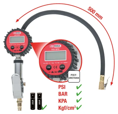 Image de KS Tools Gonfleur de pneus numérique à air comprimé,0-14bar